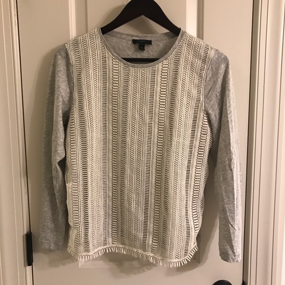 J. Crew Geometric Lace Front Tee